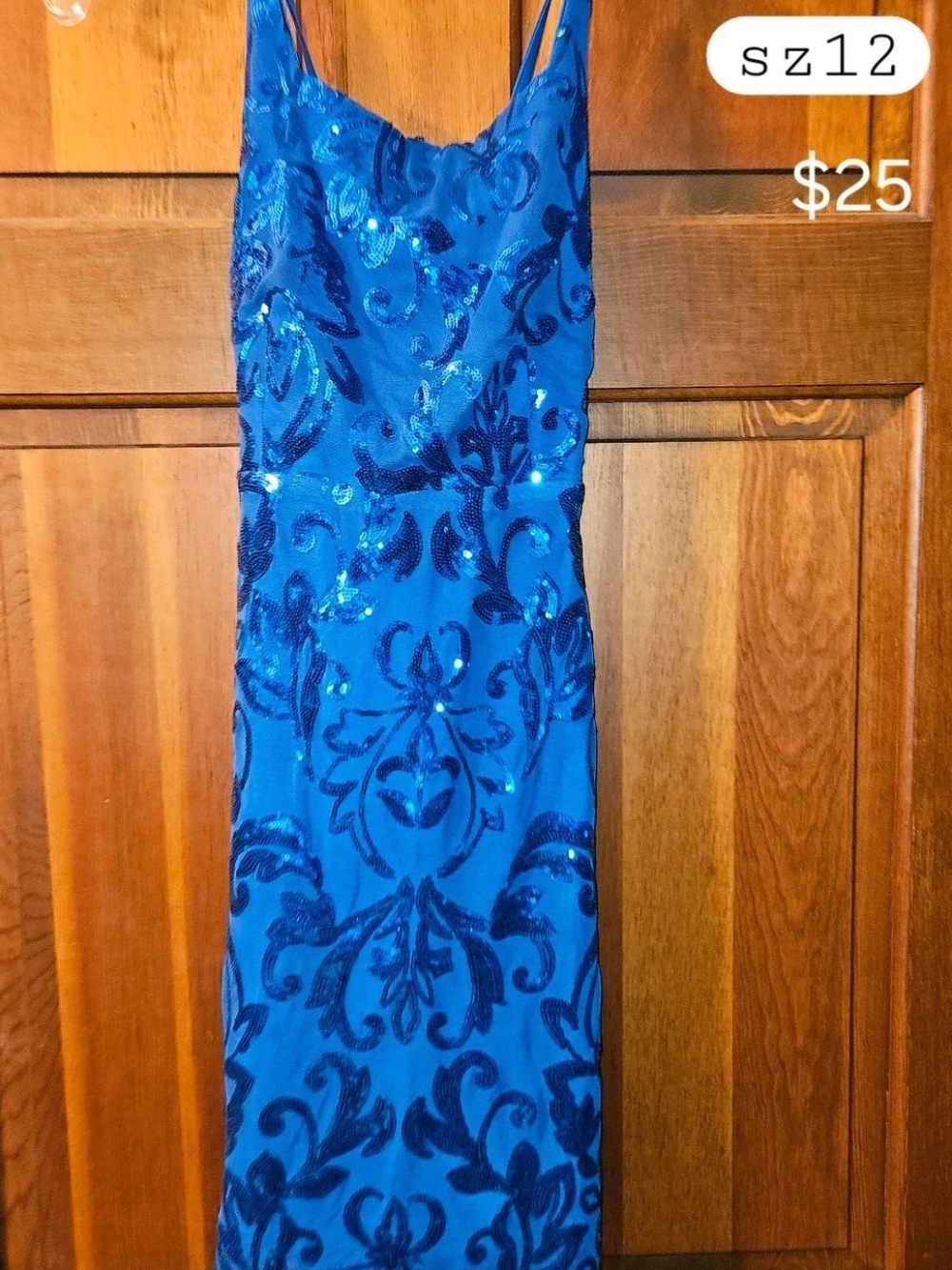 Blue Sequin Slip Dress - Women